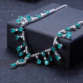 Abiding Fine Jewelry Elegant S925 Sterling Silver White Cz Green Agate Gemstone Women's Necklace for Dinner Party