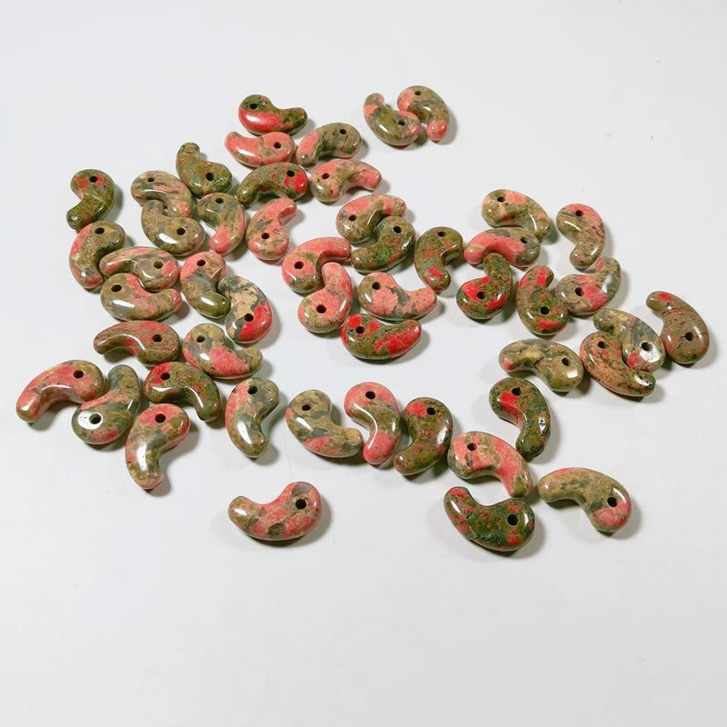 HZ Newest Crystal Gemstone Unakite Jade Magatama Pendant