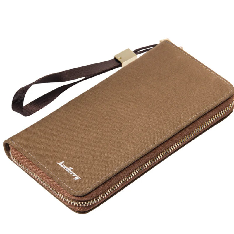 2025 Latest Hot Selling Men Canvas Zipper Wallet Fashion Quality Long Purses for Men Korean Design Phone Clutch Bag Wristlet Bag