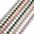 New 18" Bling pink Green Stone Heart Cz Tennis Choker Gold Chain Necklace for Women 2023