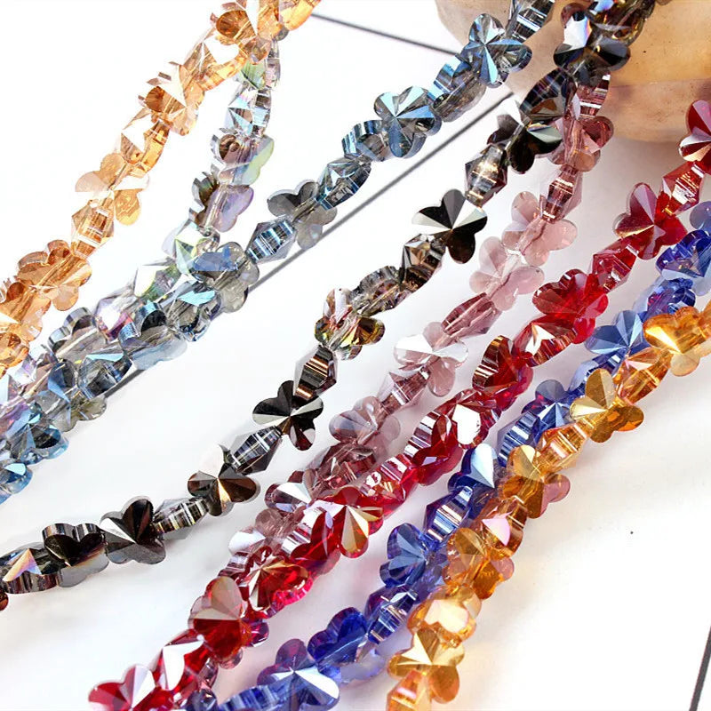 JC 98pcs Per Strand Crystal Glass Beads 10mm for Jewelry Making New Shape Crystal butterfly Beads