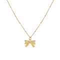 Wholesale Stainless Steel Gold Plated Link Chain Bow Pendant Necklace Women
