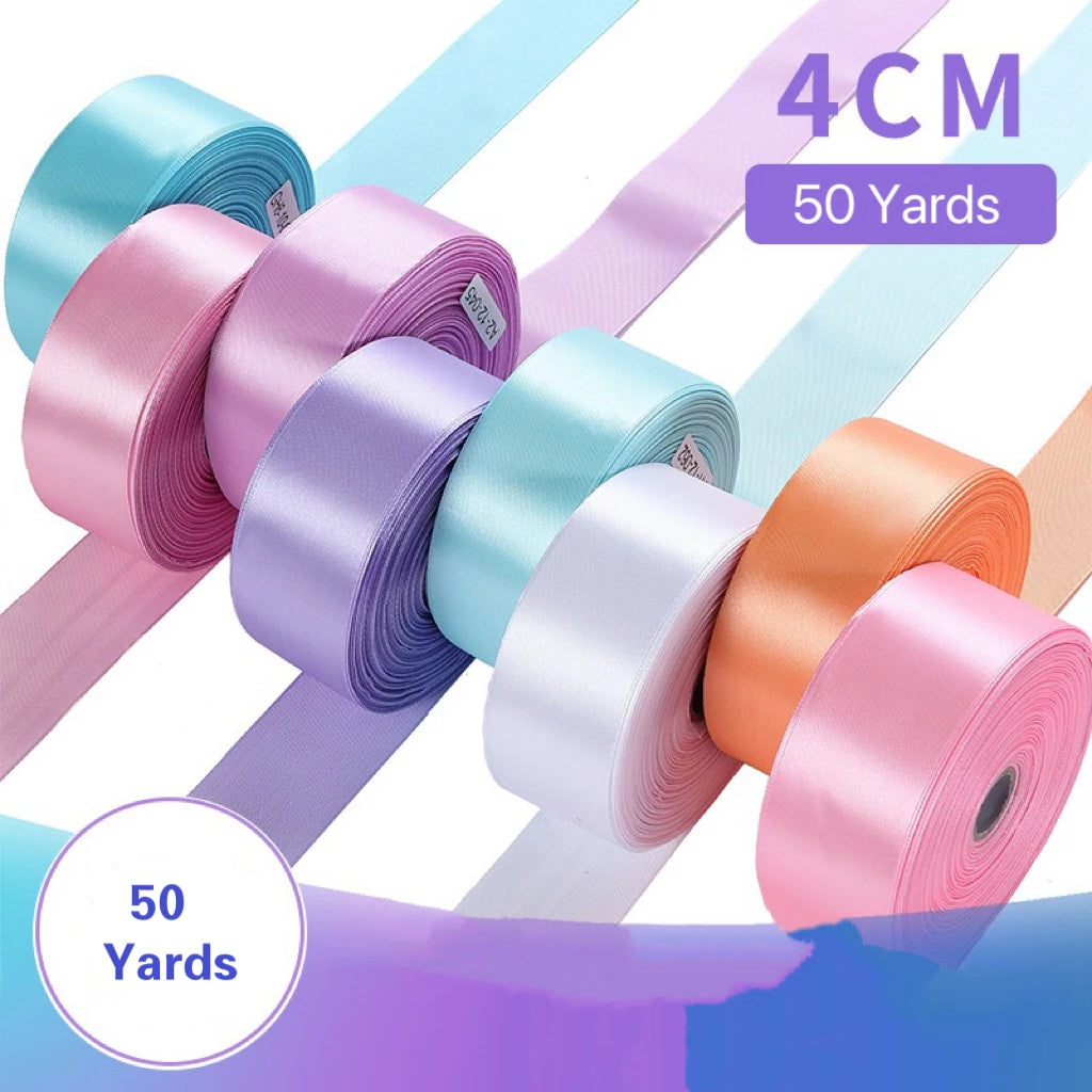 Luxury Shiny Polyester 38mm 1.5inch 4cm 50 Yards Ribbon Roll Single Face Satin Ribbon for Flowers Gift Wrapping