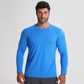 Blank T Shirt Ccustom Print Logo Workout Outdoor Shirts Long Sleeve Men Fabric for Shirt 100 Polyester Casual