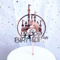 Acrylic Castle Cake Topper Princess Shape 'Happy Birthday' Letter Baby Father's Day Cake Decoration Cake Decorating Supplies