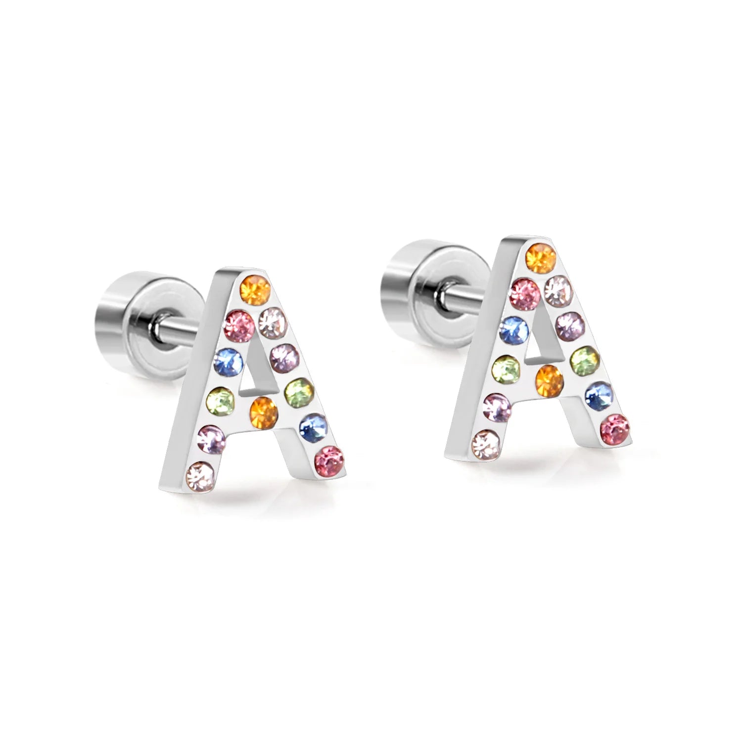 2021 Simple Jewelry Gold Earrings Stainless Steel Screw Earrings Letter Earrings