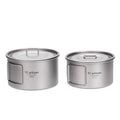 Titanium Silver Stacking Pot Foldable Handle Single-Wall Cooking Tableware Bowl 450/550ml Capacity for Outdoor Camping Cookware