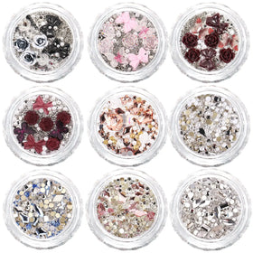 Qitai Eco-friendly 3D Glass Glitter Sequins High Sparking Bulk Mix Size Chunky Rhinestones for Decorations
