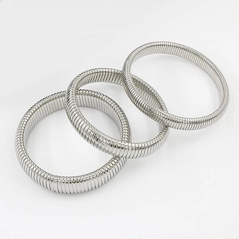 Wholesale Custom Unisex High Quality Elastic Snake Chain Bangles Sporty Waterproof Stainless Steel Stretch Bracelet Bangle