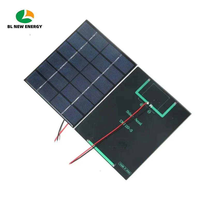 Small Size 2W 6V Solar Panel with Wire 15CM Polycrystalline Solar Cell 136*110MM for DIY Home Lighting System DIY Solar Toys