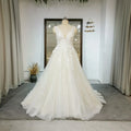 Qw01310 Retro Simple Bridal Wedding Dress Tulle Perspective Embroidered Plus Size Women'S Dress