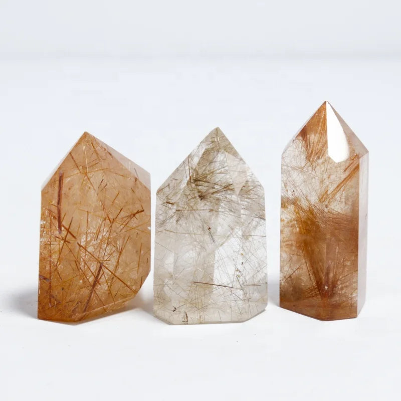Crystals Healing Stones  Semi Precious Stones Rutile Points Wands Tower for Home Decoration