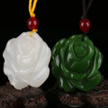 Handmade Green Jasper Rose Flower Pendant Hot Sale Fashion Charms Natural Nephrite Jade Carved White Flower Pendant
