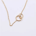 Fenny Wholesale 18K PVD Plated No Fade High End Simple Double Smooth&Twisted Circle Pendant Stainless Steel Necklace for Women