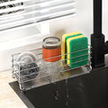 Stainless Steel Floor Sink Storage Rack Kitchen Organizer Sponge Brush Soap Holder Metal Shelf Single Tier Rectangle