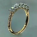 Huitan S925 Minimalist Style 5 Round Dazzling Zircon Gold Plated Finger Ring for Women Wedding Sterling Silver CZ Rings  Jewelry