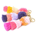 Cotton Pompom Key Chain Three-Tier Plush Design with Colorful Daisy Tassel Charm Unique Handbag Accessory