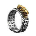Men Fengshui S925 Sterling Silver Jewelry Cool Lucky Wealthy Open Pixiu Rings Custom Gift 925 Silver Adjustable Rings