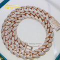 Drop Shipping Rose Gold Solid Silver 3 Rows Hip Hop Iced Out Miami Cuban Link Chain With VVS Moissanite