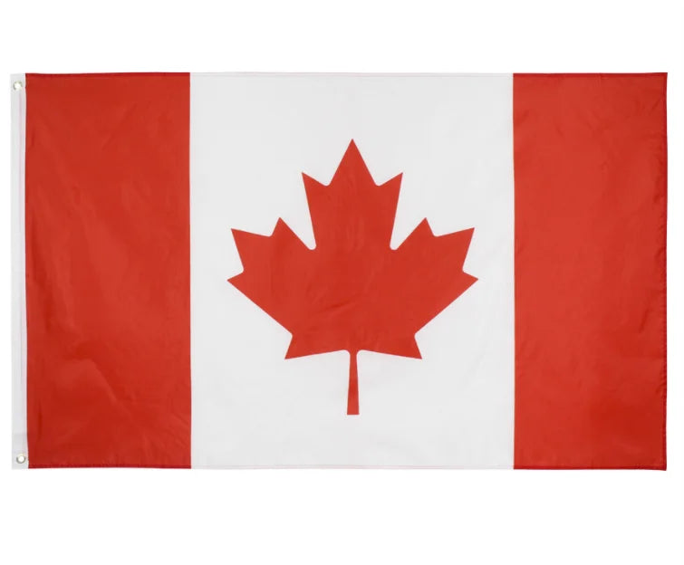 Professional Large Screen Printed Custom Canada Flags 90x150cm Polyester/Nylon UV 6-color Printed Hanging Style