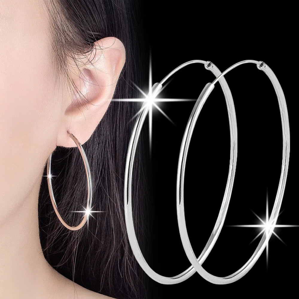 Wholesale 3 4 5 6cm Silver Plated Large Big Hoop Earring Jewelry for Women