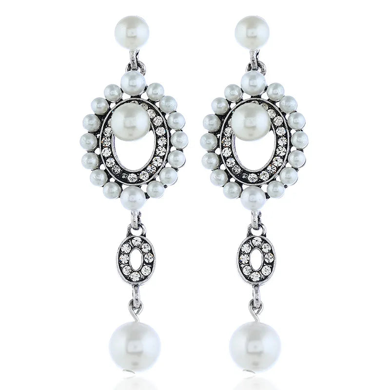 1920s Vintage Flapper Pearl Earrings Art Deco Earrings Roaring 20s Flapper Jewelry Wedding Dangle Earrings Women Gift