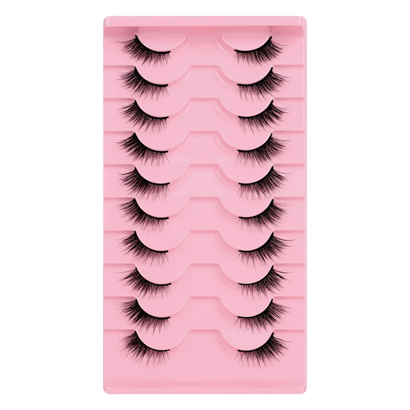 Half Lashes Natural Soft False Eyelashes Long Wispy 3D Faux Mink Lashes Makeup Lash Extension