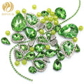 Hot Selling Fashion Light Green 3D Glass Mixed Crystal Rhinestones with Cup Chain Claw Pearls for Handmade Accessories