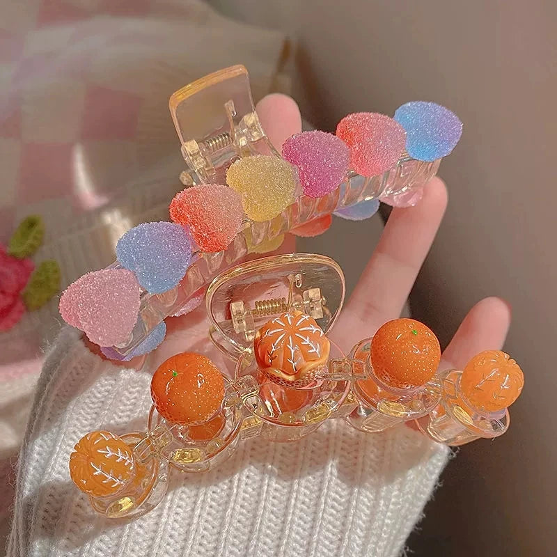 Fashion Girls Kids Plastic Candy Cute Bear Heart Daily Use Hair Claws Clip Hair Accessories