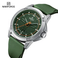 NAVIFORCE 8031 SGNGN Green Silicone Strap Waterproof Quartz Male Wrist Watch Sport Chronograph Luminous Hands Watch for Men