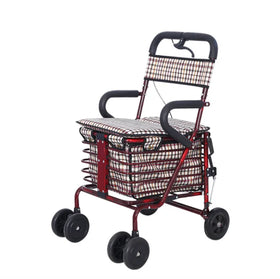 Adjustable Rollator Walker Folding Shopping Trolley Walkers with Seat for Elderly
