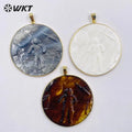 WT-JP343 WKT New Arrival Novel Astronaut Gradient Color Design Gold Plated Necklace Pendants Shell Pendant