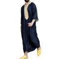 2023 Men's Embroidered Muslim Jubba Thobe Saudi Kaftan Arab Clothes Polyester Abaya Thawb Caftan Islamic Caftan