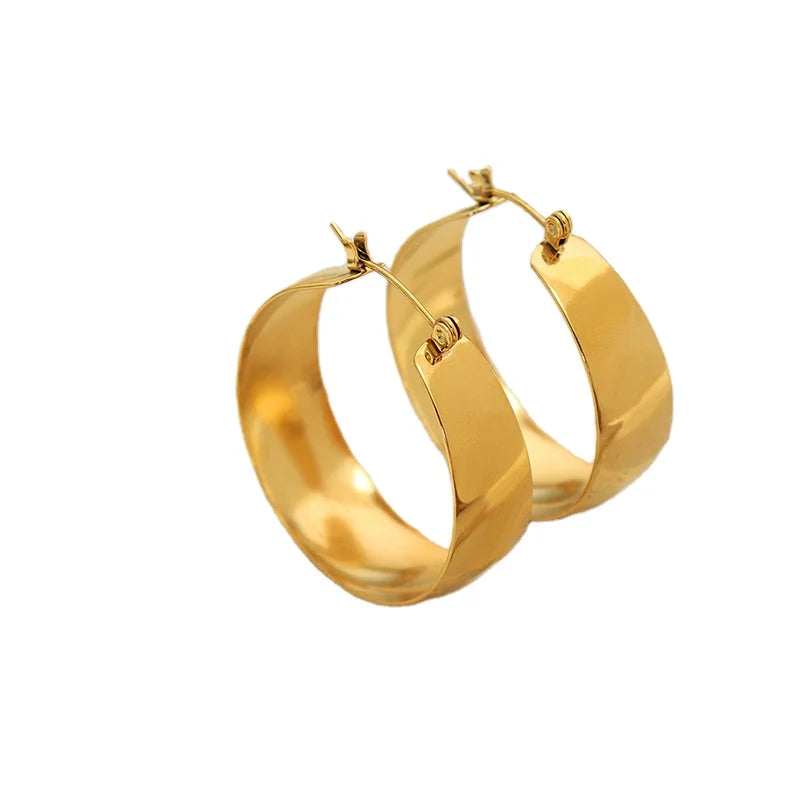 Non Tarnish Jewelry Women Needle Gold Plated Chunky Oversized Stainless Steel Earrings Wholesale