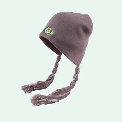 Custom logo Knitted  Braid Tassel Hat Peruvian Cover Ears Hat Ear Flap Sherpas Beanie Hat for Women