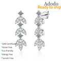 Fine Jewelry 925 Silver Sterling Vintage Leaf VVS1 GRA Certificate Moissanite Fine Dangle Stud Earrings for Lady Christmas Gifts