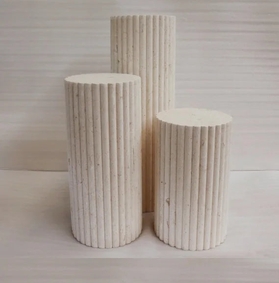 Nordic Travertine Furniture Stone Marble Beige Travertine Side Table Home Decoration Travertine Plinth Column Coffee Tables