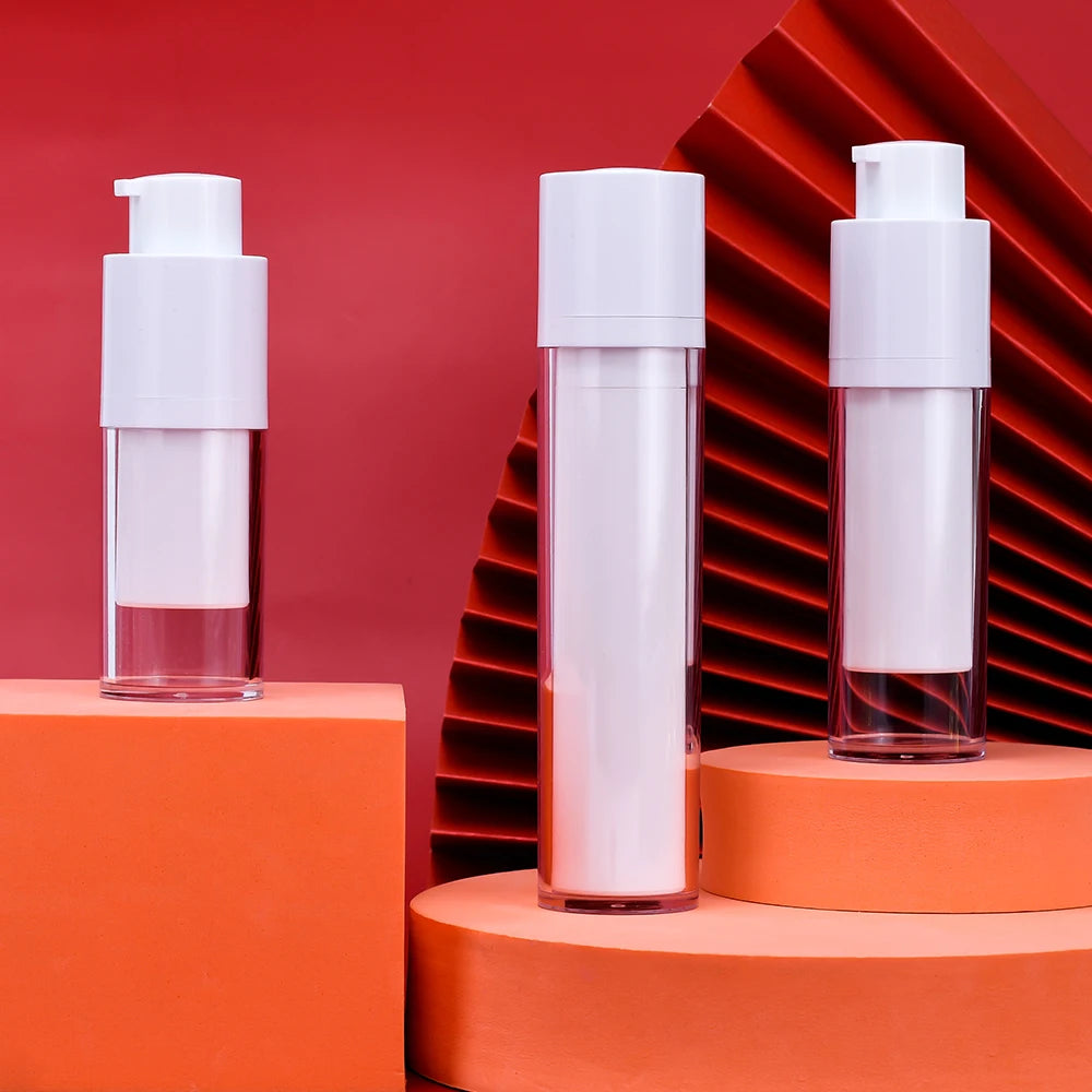 15ml 30ml 50ml Round square  Plastic Lotion Bottle clear Twist up Airless Pump Bottle