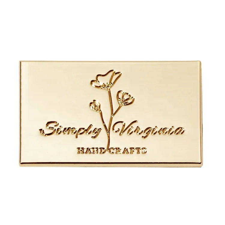 Rectangle Shape Luggage Metal Letter Emblems Gold Plated Bags Decoration Name Tags Plate for Women Wallet