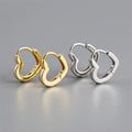 Fine Trendy Love Heart-shaped 18k Gold 925 Sterling Silver Fashion Huggie Hoop Earrings for Women