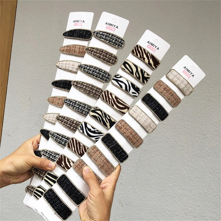 Korean Style Square Women's Hair Clips 10PCS Cheap Fabric Diamonds Khaki Hair Accessories for Girls Fashionable Hair Styling