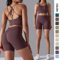 Custom Logo Women's Seamless Shorts Set Custom Training Gym Shorts Set Compression Biker Shorts Suit