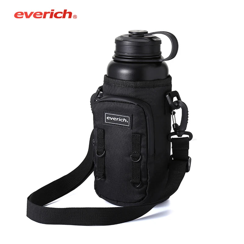 Water Bottle 32oz 64oz with Straw Spout Handle Lid Half Gallon Jug Stainless Steel Insulated Water Bottle Carrying Pouch Sleeve