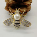 YHJ18022301 Fashion Rhinestones Bee Brooch Women Rhinestones Insect Bees Brooch Pin with Pearl