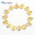 26 A-Z Real Gold Plated Stainless Steel CZ Inlay Initial Letter Alphabet Pendant Charms for Necklace Making