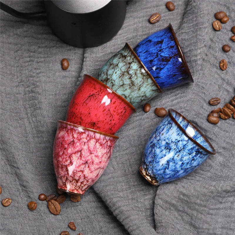 Ceramic Small Tea Cup Kiln Changed Porcelain Kung Fu Tea Cup Small Capacity  Tasting Mug Retro Arabic Espresso Coffee Cup
