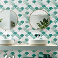 Light Green Ice Crackle Fan Scale Indoor Outdoor Mosaic Floor Tiles Wall Background Ceramic Swimming Pool Mosaic