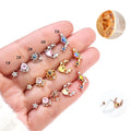 Stainless Steel Ear Bone Nail Piercing Jewelry Creative Screw Earrings Exquisite Zircon Earrings Set Gifts for Women Girls