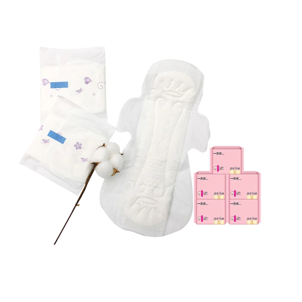 Custom Women Winged Cotton ultra Thin Night Disposable Sanitary Napkin