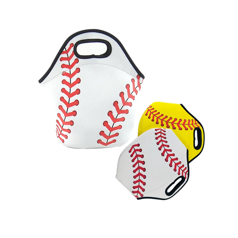 Softball Designs Keychain Sets Neoprene Cooler Lunch Bags with Baseball Cosmetic Keychains